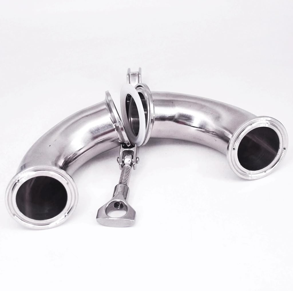 Tri Clamp 180 Degree Elbow SUS304 Stainless Steel Sanitary Pipe Fitting Connector, for Home Improvement Hose Fitting Elbows(108mm OD K119mm)