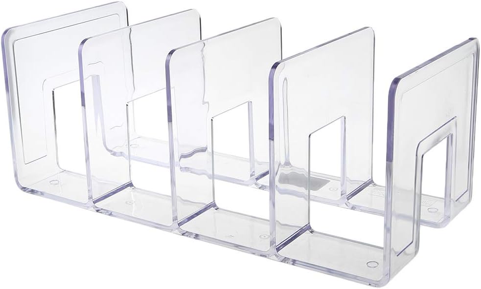 Ruzida Acrylic Transparent Multi-Layer Bookend Decorative Book Shelf Library Stationery Supplies for Home Room Office School