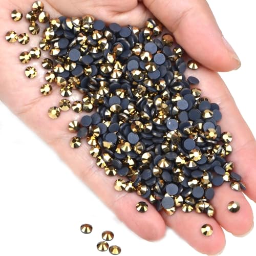 Image of 1000 Pieces Hot Fix Glass Flatback Rhinestones HotFix Round Crystal Gems (Mine Gold, SS20)