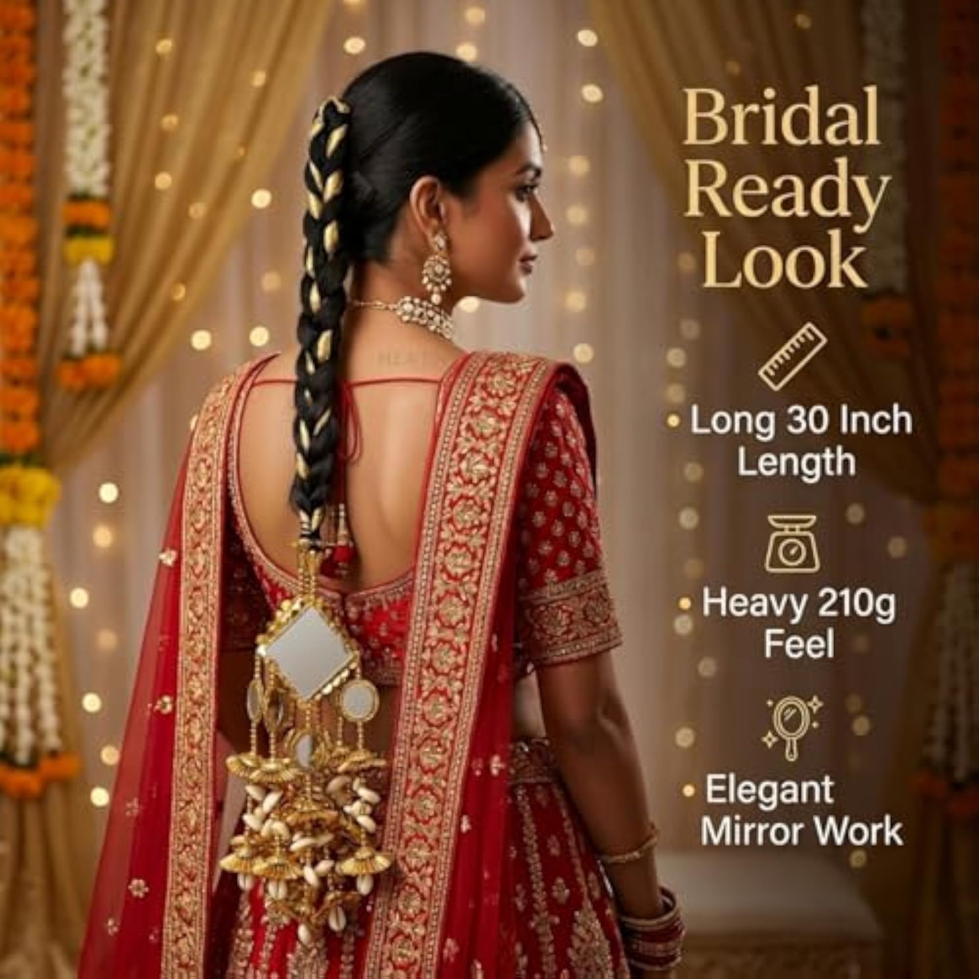 Punjabi Golden Hair Paranda, 30 Inch Traditional Accessory