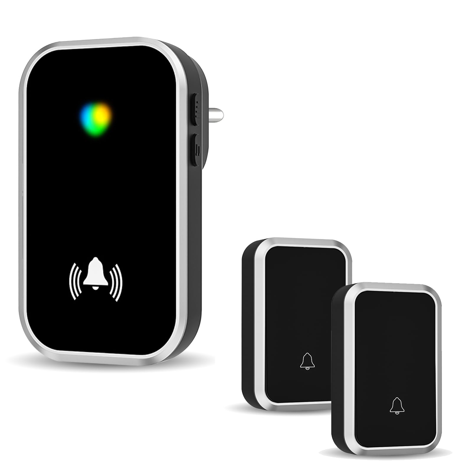 Wireless Door Bell for Home and Office, Small Calling Bell for Office, Upto 1000 Feet Range with 36 Melodies Chimes, LED Flash, 4 Level Volume Doorbell Alarm (2 Transmitter & Receiver)
