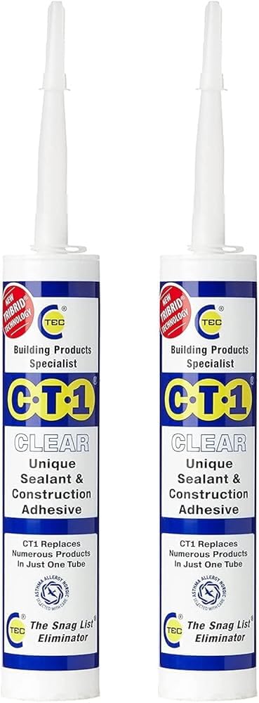 CT1 - Building Sealant & Adhesive Snag Tube for Virtually Any Material (Clear Twin Pack)
