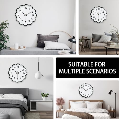 Image of HZDHCLH Wall Clocks Battery Operated 12 Inch Cloud Shaped Wall Clock Silent Non Ticking Modern Decorative Clock with 3D Numbers for Bedroom Living Room Nursery Classroom Black
