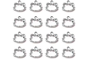 Anime Charms for Jewelry Making: 16Pcs Cute Cat Charms in Silver