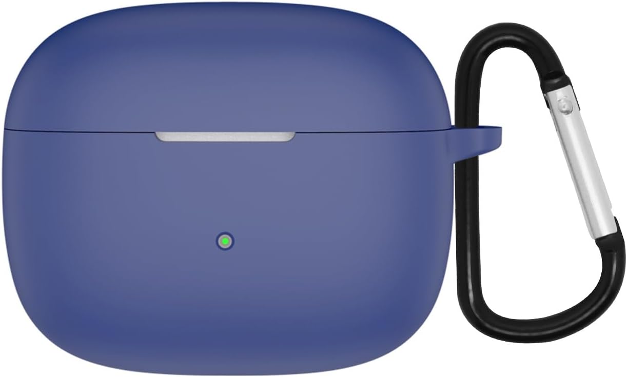 EDMVND Replacement Case Compatible With Bowers & Wilkins PI8, Soft Silicone Earbuds Cover Skin With Clip Hook (Navy Blue)