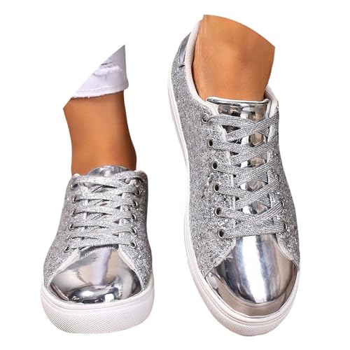 TBloevwlh Glitzer Sneaker Damen Silber Pailletten Halbhoch Damenboots Party Factory Schuhe Für Und Herren Designer Turnschuhe Karneval Plateau Funkelnde Bling Shiny Dressy Bedazzled Hochzeits Walking