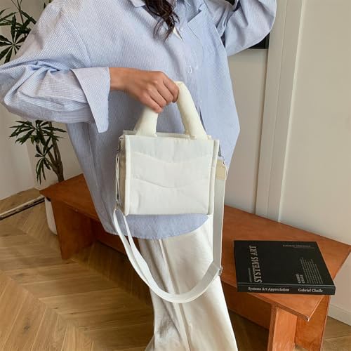 Small Puffer Tote Bag for Women Handbag, Quilted Nylon Shoulder Crossbody Puffy Padded Purse2