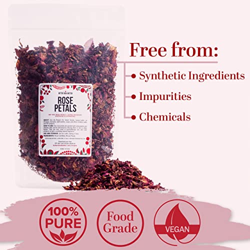 dried rose petals  edible food grade red petals for cooking and tea  suitable for soap making infused oils lipgloss bath bombs bath wedding confetti  4 oz by better shea butter