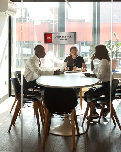 Conference Room Office Door Signs Do Not Disturb, In Use/Available Slider Sign for Home Office Wellness Conference Vacant Occupied Privacy Sliding Door Sign,Brushed Silver - Image 3