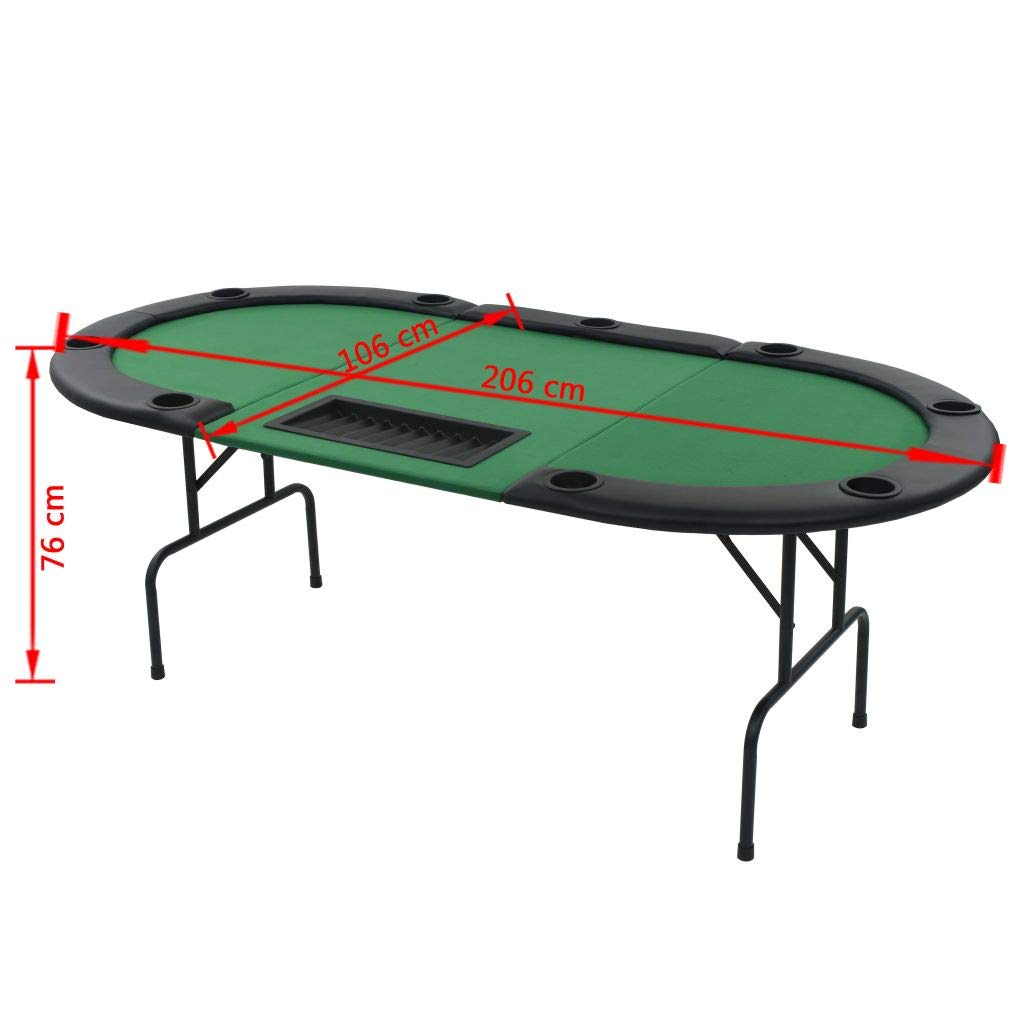 Festnight Table de Poker Pliable Vert et Noir pour 9 Joueurs Ovale