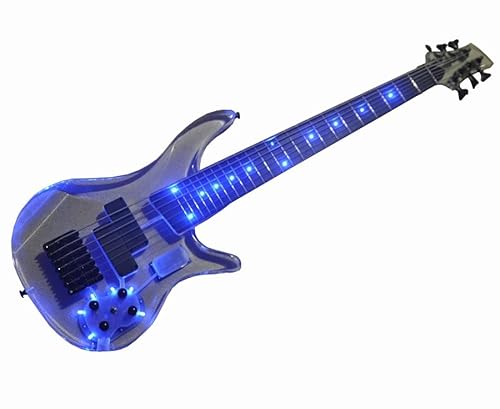 7弦エレクトリックベースギター ブルーLEDアクリルボディ