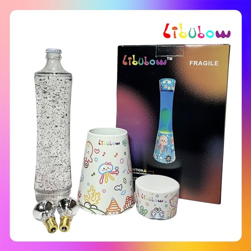 Image of 15.5 Inch Beautiful Music Party Rainbow Glitter Lamp, 2pcs Bulbs, Starry Night Light, Birthday Present for Girls, Kids, Adults and Teens, Mood Lighting, Home and Room Decor, Calming Rainbow Lamp