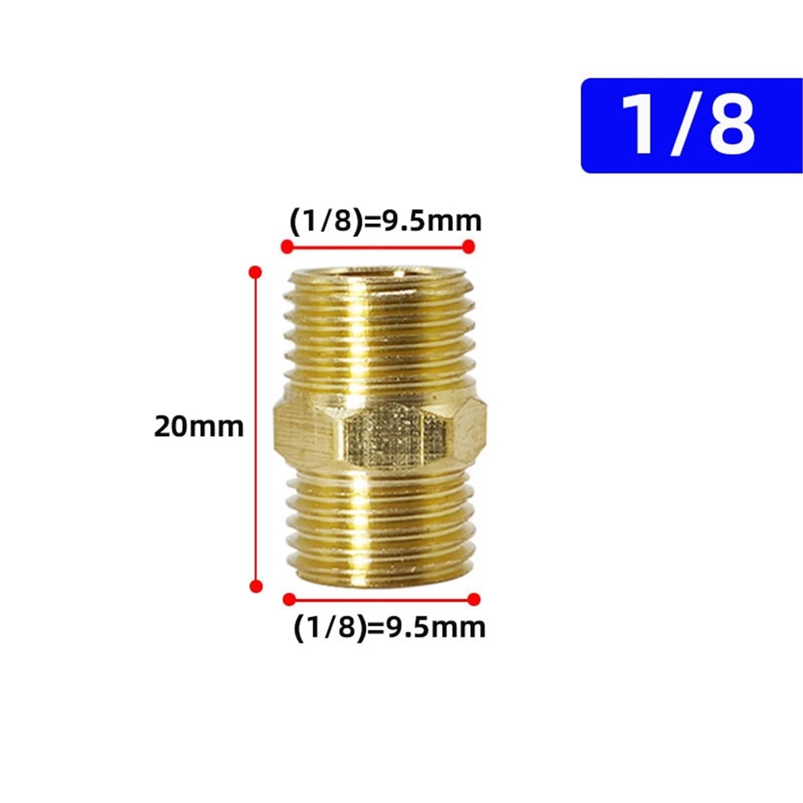 Lot de 8 raccords de tuyau d'arrosage mâles en cuivre pour eau, huile, gaz pour tuyau d'arrosage (1l2)
