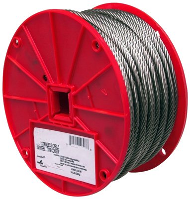 Campbell Chain Electro-Polish Stainless Steel 3/32 in. Dia. x 250 ft. L Cable