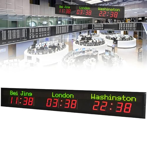 Horloge Mondiale Numérique à LED, Horloge Mondiale à Montage Mural, Horloge De Fuseau Horaire Numérique 3/4 Villes, Horloge De Fuseaux Horaires Mondiaux, Horloge Mondiale,3citytime