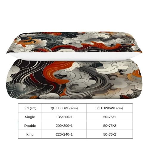 Housse de couette 135x200 sea wave anti-plis en microfibre douce