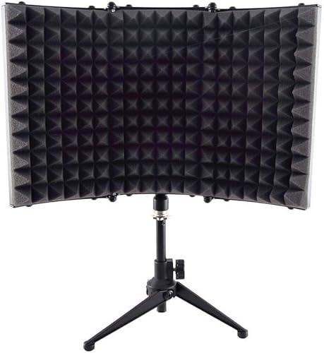 Pyle PSMRS08 - Pantalla de aislamiento compacto para micrófono, reflector de gomaespuma con amortiguación de sonido de micrófono de estudio.