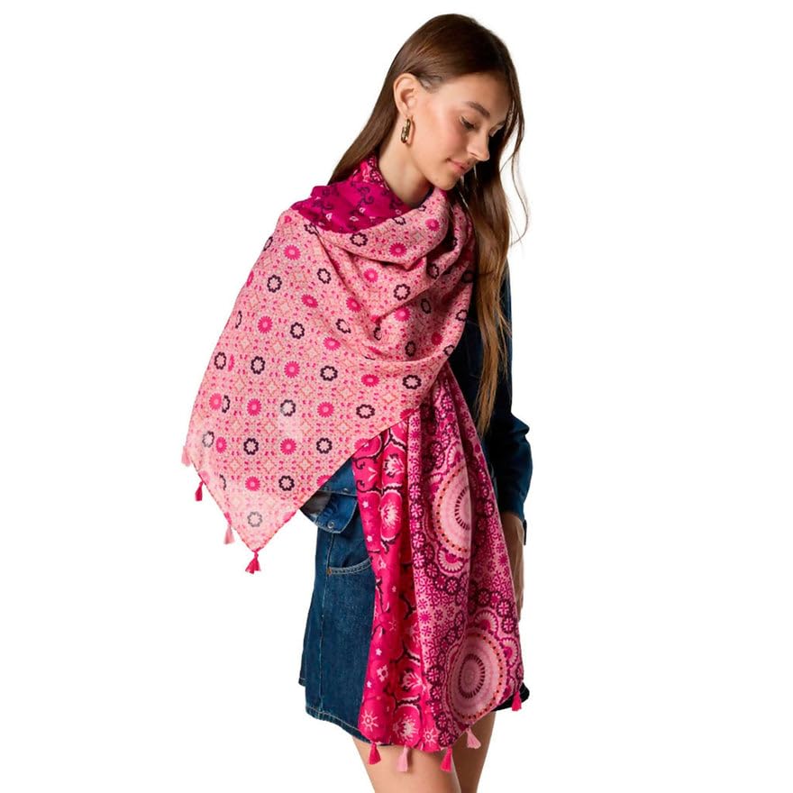 Women's Black Shawl with Linear Design - For Fall & Spring, Gift for Her2