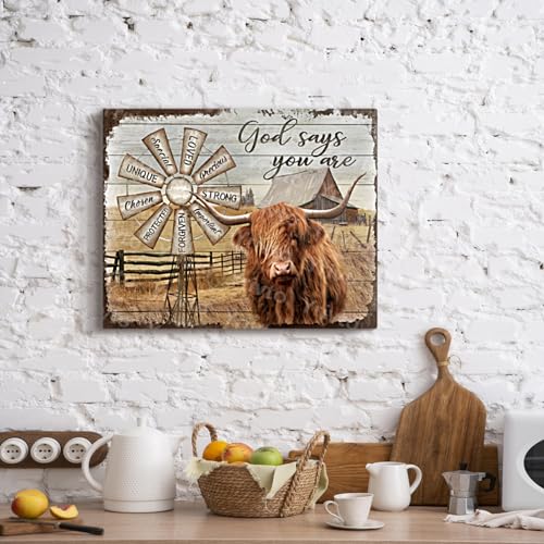 Farmhouse-Highland-Cow-Wall-Art-Rustic-Country-Cow-Barn-Windmill-Pictures-Wall-Decor-Highland-Cow-Canvas-Prints-Painting-Framed-Artwork-For-Bedroom-Bathroom-Kitchen-Living-Room-12×16 Farmhouse Highland Cow Wall Art Rustic Country Cow Barn Windmill Pictures Wall Decor Highland Cow Canvas Prints Painting Framed Artwork For Bedroom Bathroom Kitchen Living Room 12×16