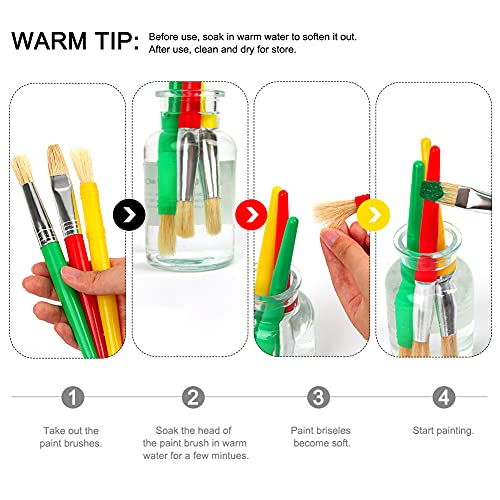 12Pcs Paint Brushes For Kids, Mcpinky Toddler Paint Brushes Large Chubby Paintbrushes Preschool Paint Brushes For Washable Paint Acrylic Paint Yellow #TOP2