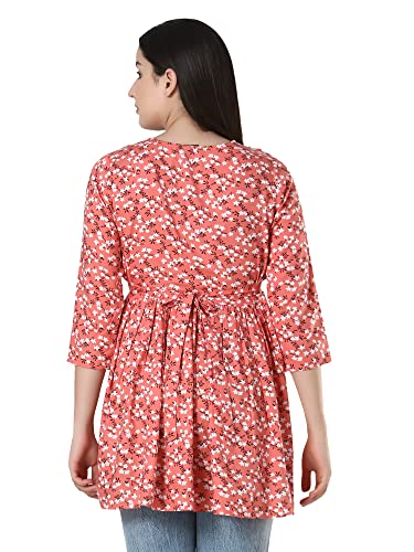 Image of ZUVINO Women's Maternity Feeding Top with Zip for Easy Nursing | Stylish Feeding Tops for Jeans | Maternity Short Kurti for Mothers | Nursing Dress for Women | 100% Rayon