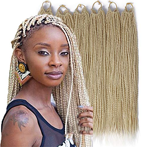 6Packs 14" 18" 24" Senegalese Twist Crochet Hair Braids Small Havana Mambo Twist Crochet Braiding Hair 2S Senegalese Twists Hairstyles For Black Women 30strands/pack 24 colors (24 inches, 613)