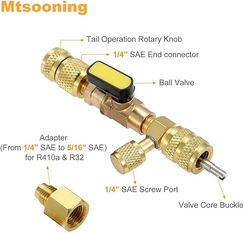 Miniatura 3 de Mtsooning Herramienta instaladora de extracción de núcleo de válvula R410A con núcleos de válvula 5v1 y removedor de núcleo de válvula de doble
