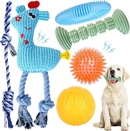 Welpenspielzeug zum Zahnen, weich und langlebig, 6er-Pack, quietschendes Spielzeug für kleine und mittelgroße Hunde, geeignet für 2–8 Monate, Zahnreinigung und Mundgesundheitsschutz für Welpen,