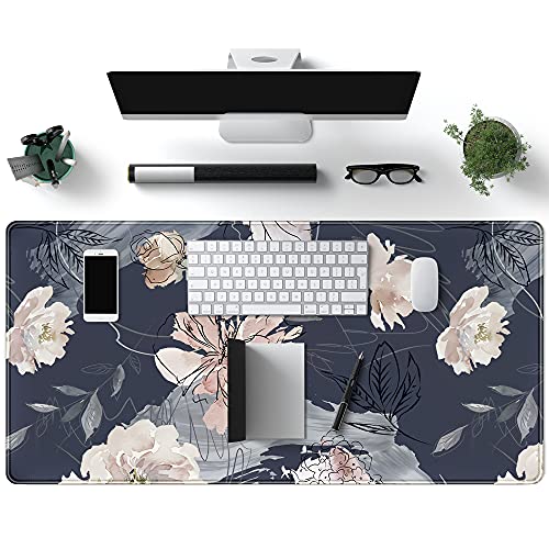 Xl Mouse Pad Gaming Mouse Pad (31.5X15.7 In), Large Non-Slip Rubber Base Mousepad With Stitched Edges, Waterproof Keyboard Mouse Mat Desk Pad For Work Blue And Grey Pink White Peony … #TOP1