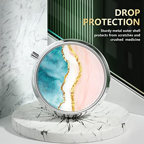 Image of Nipichsha Pill Box, Small Pill Case for Purse & Pocket, Cute Travel Medicine Organizer, Portable Medicine Container Holder to Hold Vitamins, Medication, Fish Oil & Supplement, Pink Gilt | Cute Travel Medicine Organizer, Portable Medicine Container Holder to Hold Vitamins, Medication, Fish Oil & Supplement
