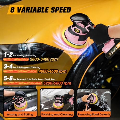 Image of Cordless Car Buffer Polisher kit, DA Polisher with 2*21V Batteries