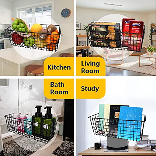 Extra Large Hanging Wall Wire Baskets - Set of 3 for Kitchen, Pantry, Laundry, Garage, and RV Storage