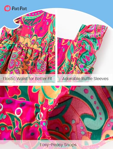 Image of PATPAT Family Hawaiian Matching Outfits - Mommy and Me Vacation Outfits | Halter Sundresses and Button Down Shirts,Caribbean Vacation Summer Tropical Outfits,Hawaiian Boho Tropical Floral Printed