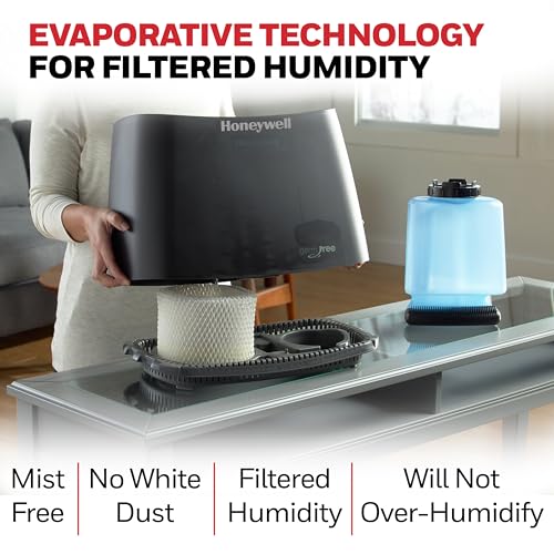 Honeywell Cool Moisture Humidifiers for Bedroom, Medium Rooms, 1.1 Gallon, Invisible Moisture Humidifier for Baby, Kids, Quiet, Easy to Clean, UV Technology, Black, HCM350B - Image 5