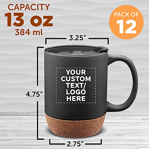 Custom-Barista-Ceramic-Mugs-with-Cork-Bottom-13-oz-Set-of-12-Personalized-Bulk-Pack-Perfect-for-Coffee-Tea-Espresso-Hot-Cocoa-Other-Beverages-Black