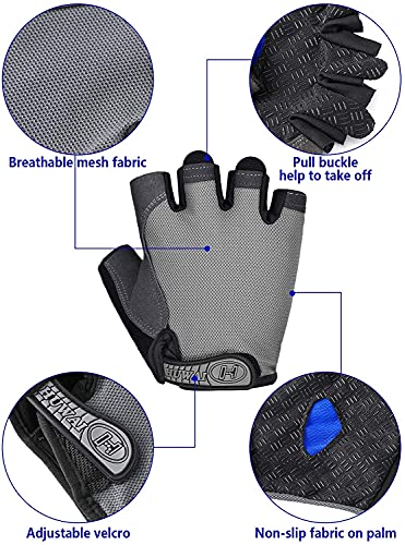 Upwsma Half Finger Cycling Gloves, Workout Gloves,Bicycle Gloves Mountain Bike Gloves – Anti Slip/Shock Absorbing Padded Breathable Short Sports Gloves For Men/Women (Basic Gray, M) #TOP5