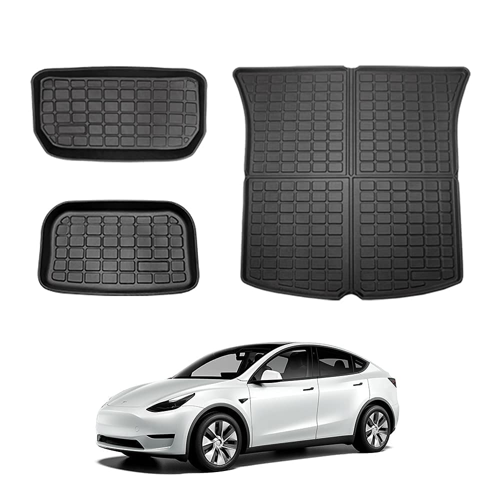 Photo 1 of CENFUN for Tesla Model Y All Weather Cargo Liner Mat?TPE Trunk and Storage Mats Interior Accessories (A Set of Three) Fit 2020-2022Model Y