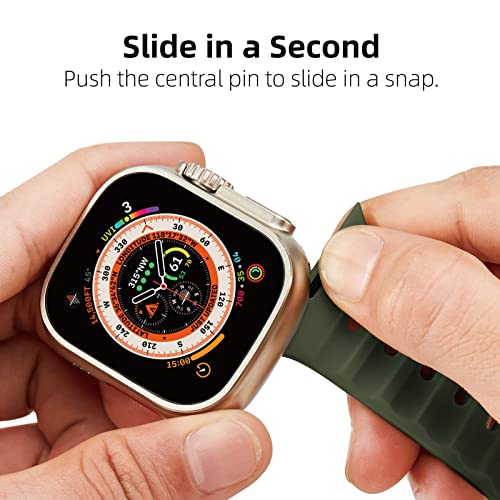 Sport Band Compatible with Apple Watch Ultra 2 Band 49mm 46mm 45mm 44mm 42mm for Men, Soft Silicone Wristbands Waterproof Replacement Strap for iWatch Series 11 10 9 8 7 6 5 4 3 SE Ultra 3 2 1, 2 Pack - Thumbnail 7