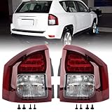 Pair LED Tail Lights Assembly Compatible With Jeep Compass 2014 2015 2016 2017 Rear Brake Lamps With Bulb Left&Right Side