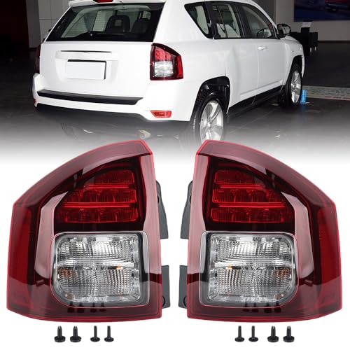 Pair LED Tail Lights Assembly Compatible With Jeep Compass 2014 2015 2016 2017 Rear Brake Lamps With Bulb Left&Right Side