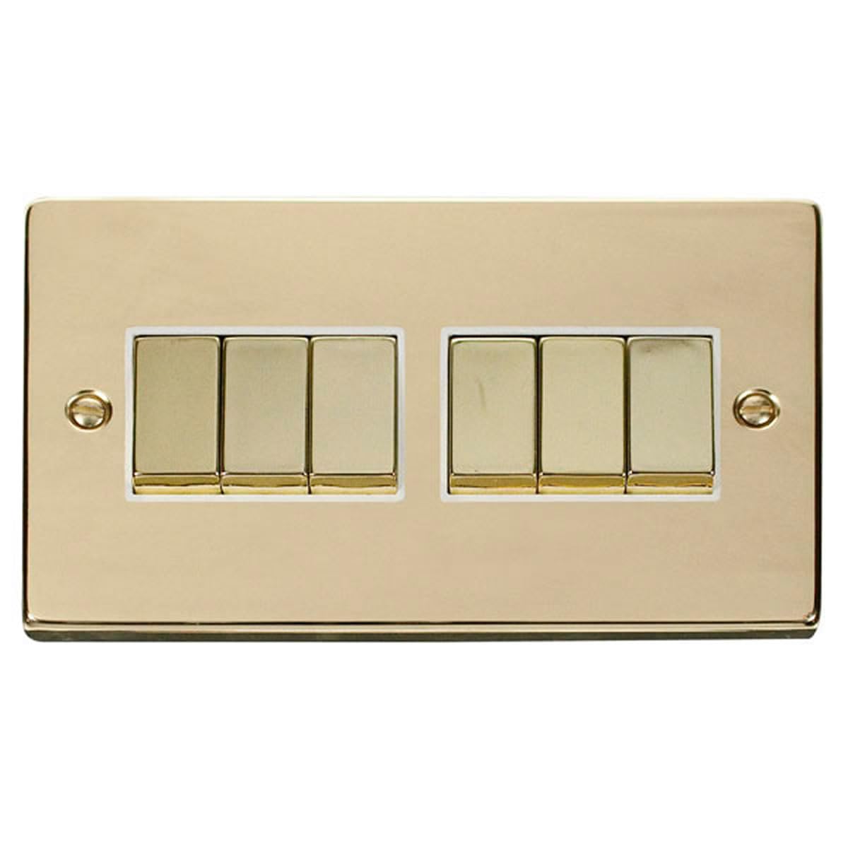 Polished Brass 10A 6 Gang 2 Way Ingot Light Switch