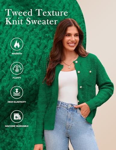 Image of GRACE KARIN Womens Open Front Button Down Long Sleeve Texture Knit Cardigan Sweaters with Pockets