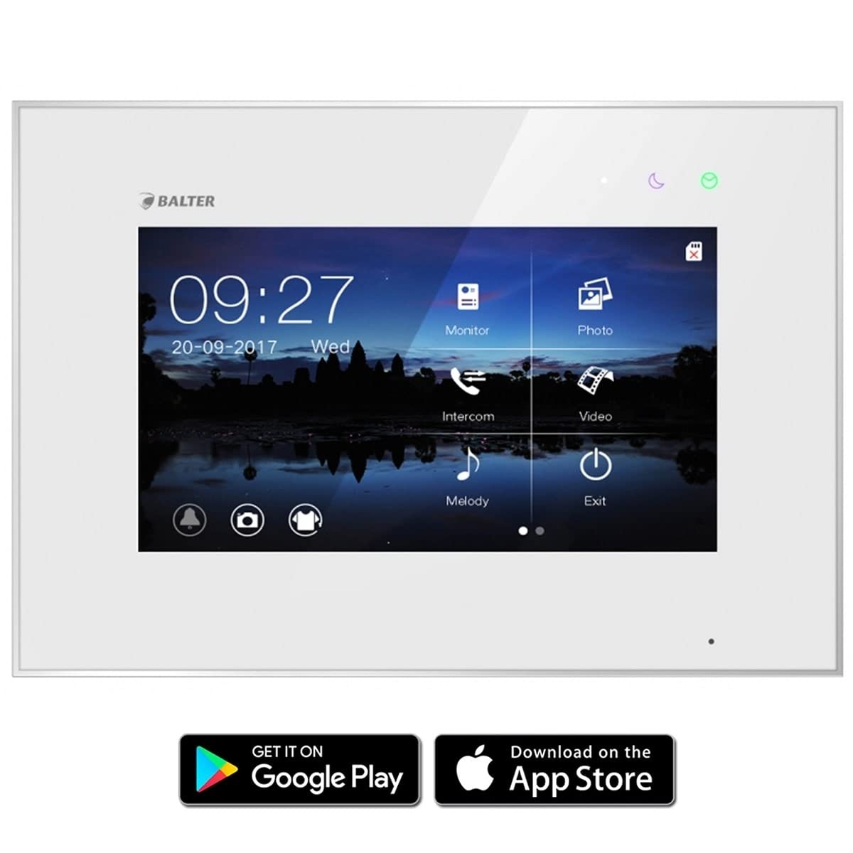 Nonic Balter EVO WiFi Rev.II 7" Videostation Touchscreen Bildschirm 2-Draht Bus Technologie Plexiglas Interkom SD Slot Weiss, APP Steuerung
