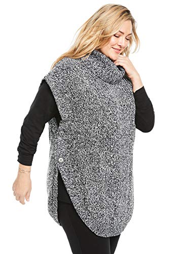 Woman Within Plus Size Marled Knit Cowl Neck Poncho