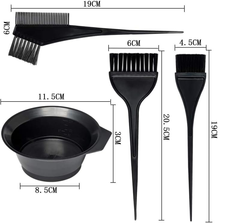 Professional Hair Dye Kit: 4-Piece Salon Tools with Bowl & Brushes