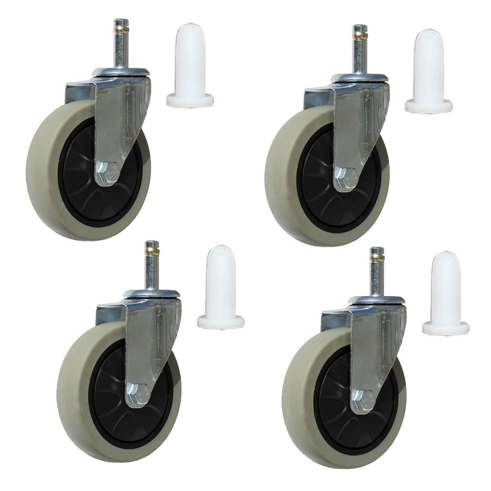 Roues de chariot frottées, Roue de meuble à tige pivotante, avec piston d'insertion M11x35mm, lot de 4, sans bruit, avec manchon en nylon, capacité 400 kg, for chariot de tables d'hôtel de cuisine (4