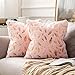 MIULEE Housses de Coussin Canapé 40x40 Doré carré Taie d'oreiller Poil Fourrure Automne Rose Clair Decoration Home Plume Bronzante Chambre Salon Coussin Décoratif, 2 pièces