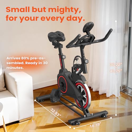 RELIFE REBUILD YOUR LIFE Exercise Bike Stationary for Home Indoor,Cycling Bike with Silent Belt Drive for Home Cardio,Brake Pad Resistance with djustable & Comfort Seat/PAD Holder/LCD Monitor. - Thumbnail 5