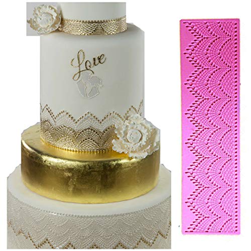 Anyana sugar tassel jewel pearl dangle edible cake silicone fondant scallop impression lace mat cake decorating mold gum paste cupcake topper tool icing candy imprint baking moulds sugarcraft trimming