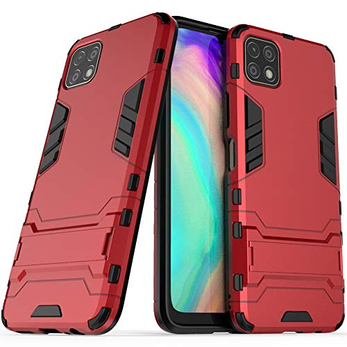 DWaybox Funda para Huawei Enjoy 20 Funda Trasera para teléfono Resistente a los Golpes con Armadura de Doble Capa y Soporte -Rojo